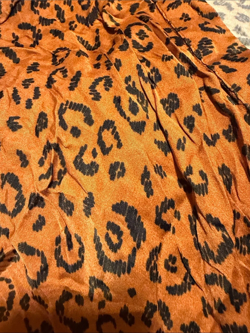 FARM Rio Brown Leopard Satin Midi Skirt